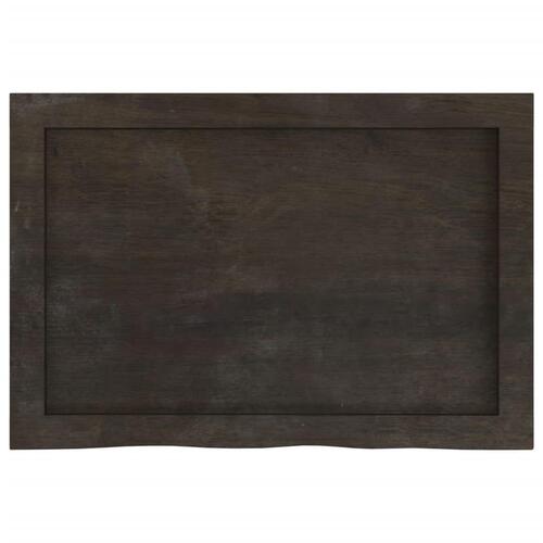 Væghylde 60x40x(2-4) cm behandlet massivt egetræ mørkebrun