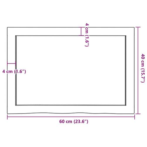 Væghylde 60x40x(2-4) cm behandlet massivt egetræ mørkebrun