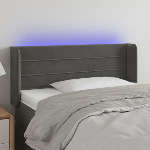 Sengegavl med LED-lys i fløjl 83 x 16 x 78/88 cm - mørkegrå