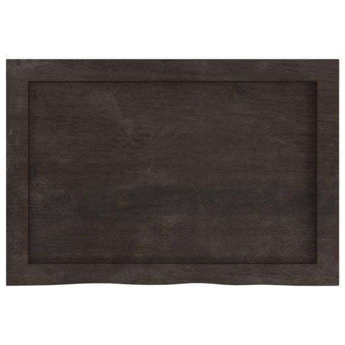Væghylde i massivt egetræ - 60 × 40 × (2-6) cm, mørkebrun, naturlig kant