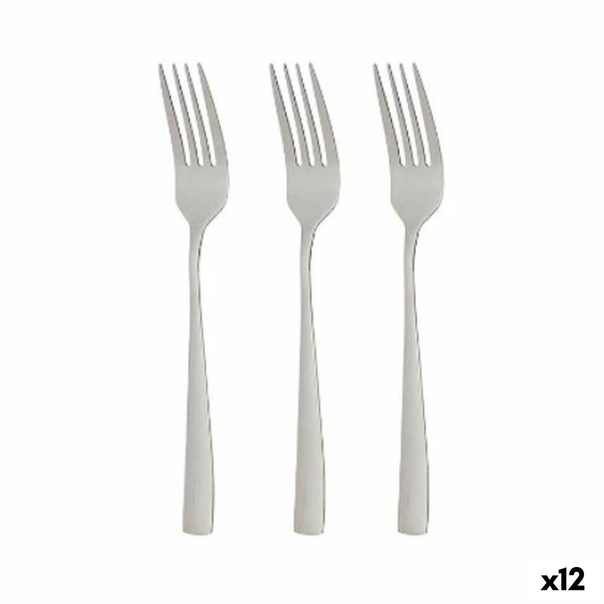 Sæt med Gafler Kinvara KT190017-2 Sølvfarvet Rustfrit stål 2,5 x 21,3 x 0,3 cm (12 enheder)