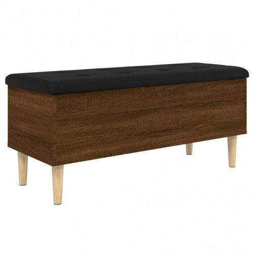 Opbevaringsbænk 102x42x46 cm konstrueret træ brun egetræsfarve