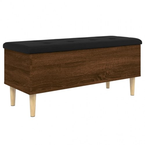 Opbevaringsbænk 102x42x46 cm konstrueret træ brun egetræsfarve