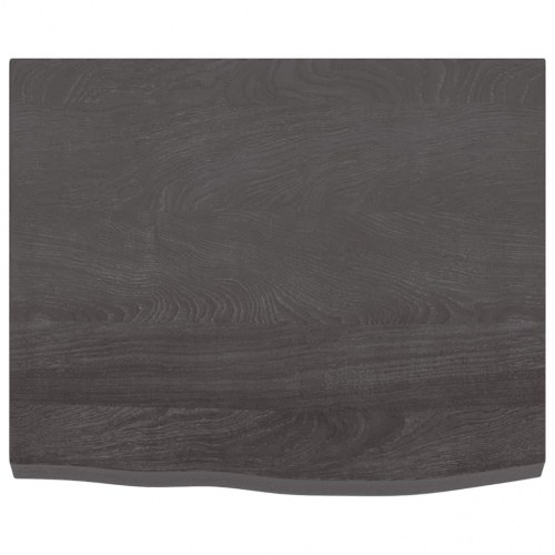 Væghylde i massivt egetræ 60×50×(2-4) cm - mørkebrun, naturlig kant
