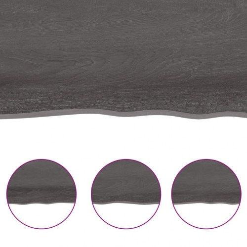 Væghylde i massivt egetræ 60×50×(2-4) cm - mørkebrun, naturlig kant
