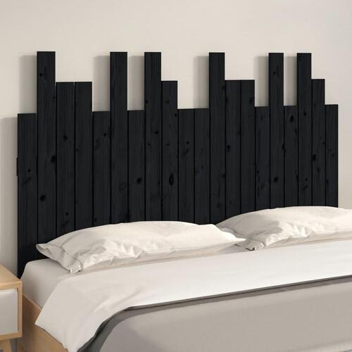 Sengegavl 127,5x3x80 cm massivt fyrretræ sort