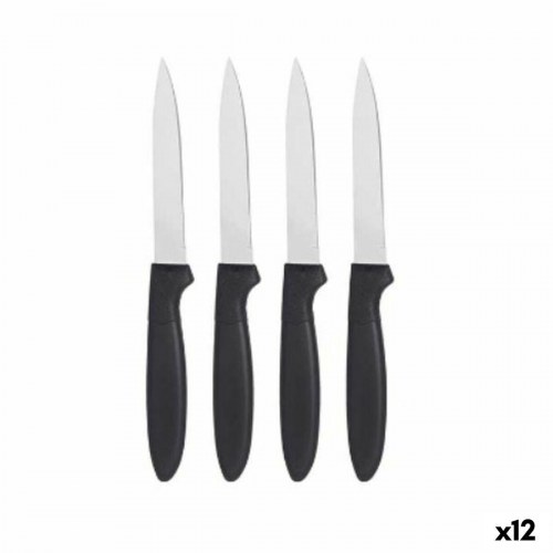 Knivsæt Kinvara CN-KT172244D Sort Sølvfarvet Rustfrit stål Plastik 19,5 x 2 x 1 cm (12 enheder)