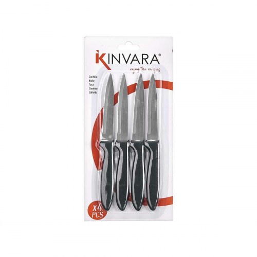 Knivsæt Kinvara CN-KT172244D Sort Sølvfarvet Rustfrit stål Plastik 19,5 x 2 x 1 cm (12 enheder)