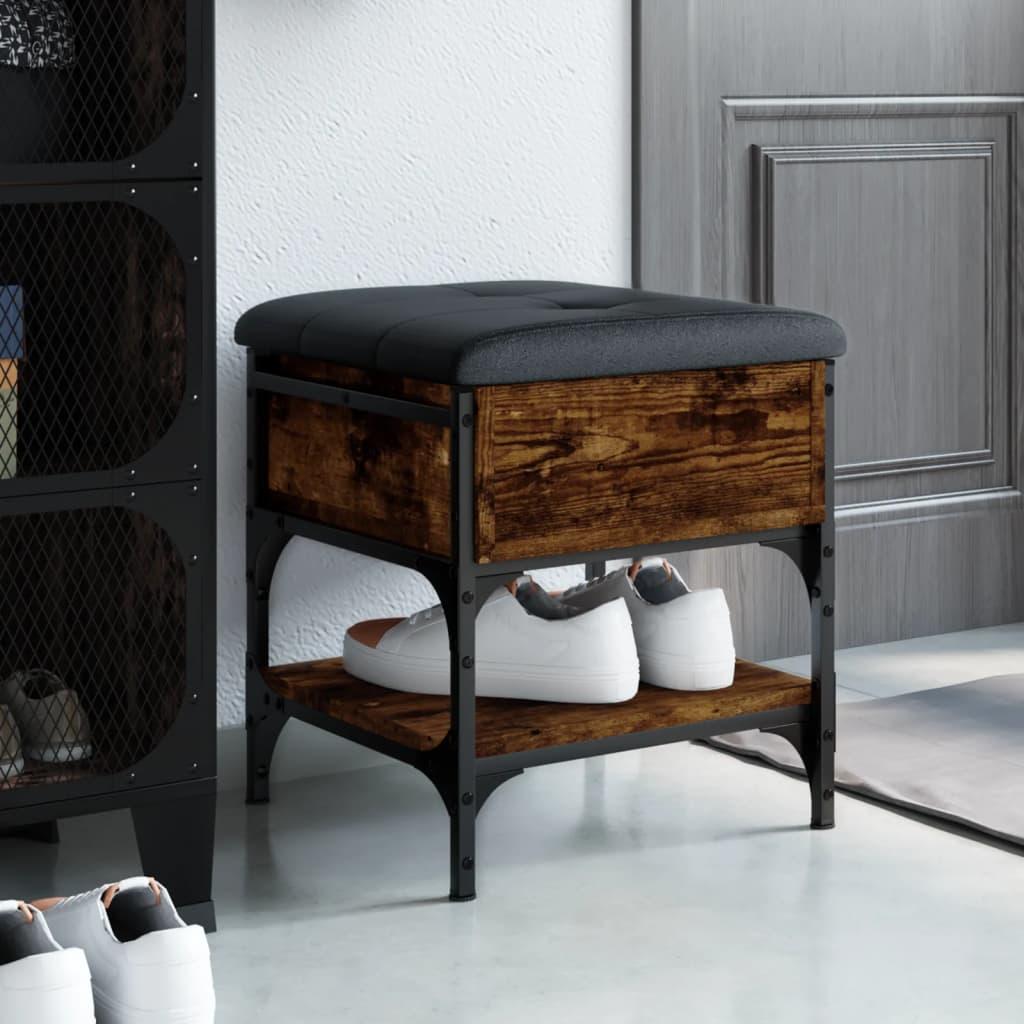 Skobænk 42x42x45 cm konstrueret træ røget egetræsfarve billede