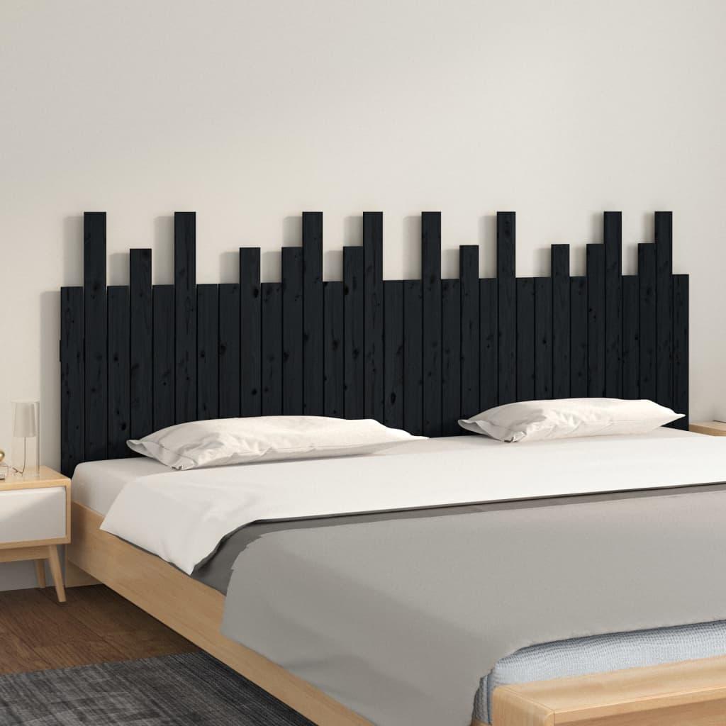 Sengegavl 204x3x80 cm massivt fyrretræ sort