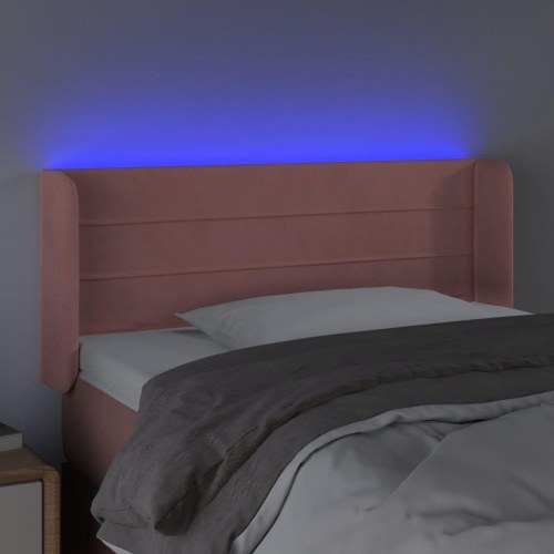 Sengegavl med LED-lys i fløjl 93 x 16 x 78/88 cm - lyserød