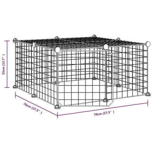 12-panels kæledyrsindhegning med låge 35x35 cm stål sort