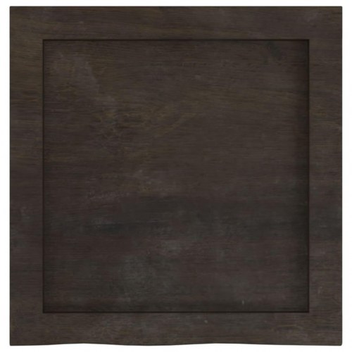 Væghylde i massivt egetræ 40×40×(2-4) cm - mørkebrun, naturlig kant