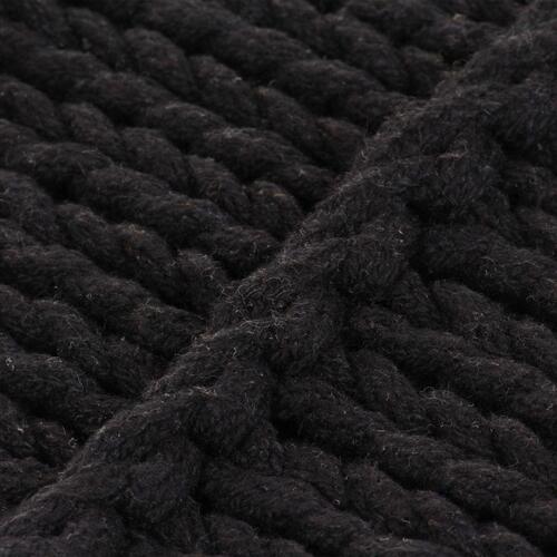Gulvpude firkantet strikket bomuld 60 x 60 cm sort
