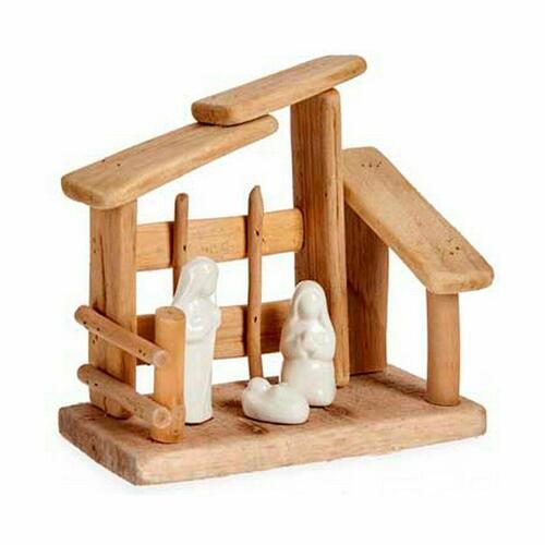 Betlehem dekoration Hvid Natur Træ Keramik 18 x 17 x 8 cm (2 enheder)