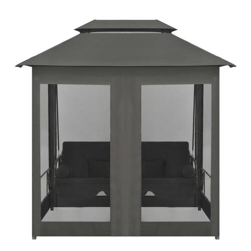 Konvertibel gyngesofa baldakin 220x160x240 cm stål antracitgrå