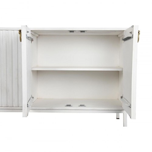 Skænk - hvid metal og mangotræ, 152 × 40 × 77 cm