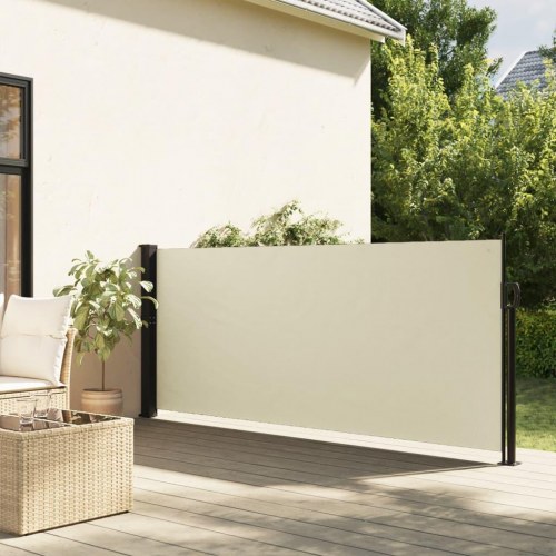 Sidemarkise 140 × 300 cm - sammenrullelig, cremefarvet privatlivsskærm