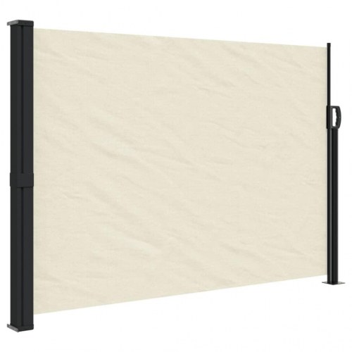 Sidemarkise 140 × 300 cm - sammenrullelig, cremefarvet privatlivsskærm