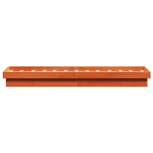 Sengeramme med LED-lys 100×200 cm - massivt fyrretræ, gyldenbrun