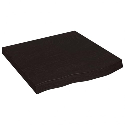 Væghylde i massivt egetræ 60 × 60 × (2-6) cm - mørkebrun, naturlig kant