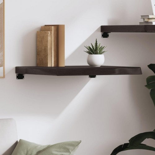 Væghylde i massivt egetræ 60 × 60 × (2-6) cm - mørkebrun, naturlig kant