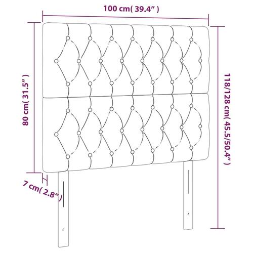 Sengegavle 2 stk. 100x7x78/88 cm stof cremefarvet