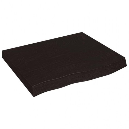 Væghylde 60x50x(2-6) cm behandlet massivt egetræ mørkebrun