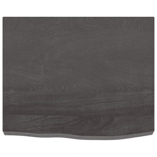 Væghylde 60x50x(2-6) cm behandlet massivt egetræ mørkebrun