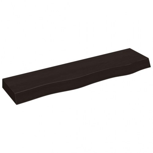 Væghylde 80x20x6 cm behandlet massivt egetræ mørkebrun
