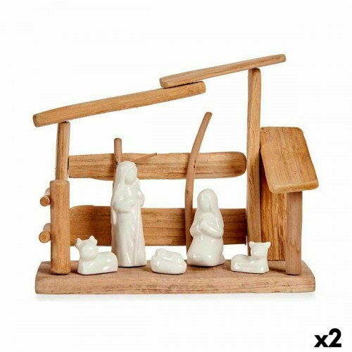 Krybbespil Krist+ - Hvid/Natur træ & keramik 10 × 21 × 25 cm (2 enheder)