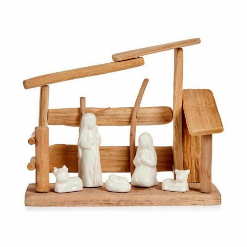 Krybbespil Krist+ - Hvid/Natur træ & keramik 10 × 21 × 25 cm (2 enheder)