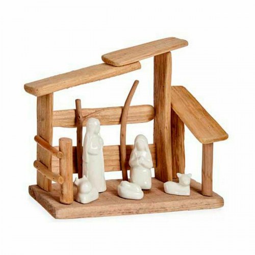 Krybbespil Krist+ - Hvid/Natur træ & keramik 10 × 21 × 25 cm (2 enheder)