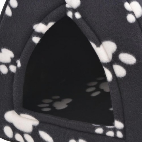 Katteseng L - sort/hvid fleece med poteprint
