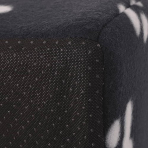 Katteseng L - sort/hvid fleece med poteprint