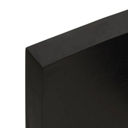 Væghylde 80x30x(2-6) cm behandlet massivt egetræ mørkebrun
