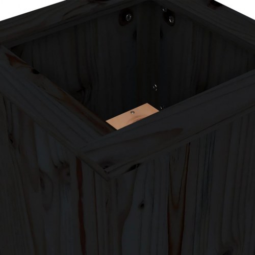 Bænk med plantekasser 184,5x39,5x56,5 cm massivt fyrretræ sort