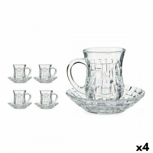 Vivalto sæt med kopper og underkopper - glas, 125 ml, gennemsigtig (4 stk.)