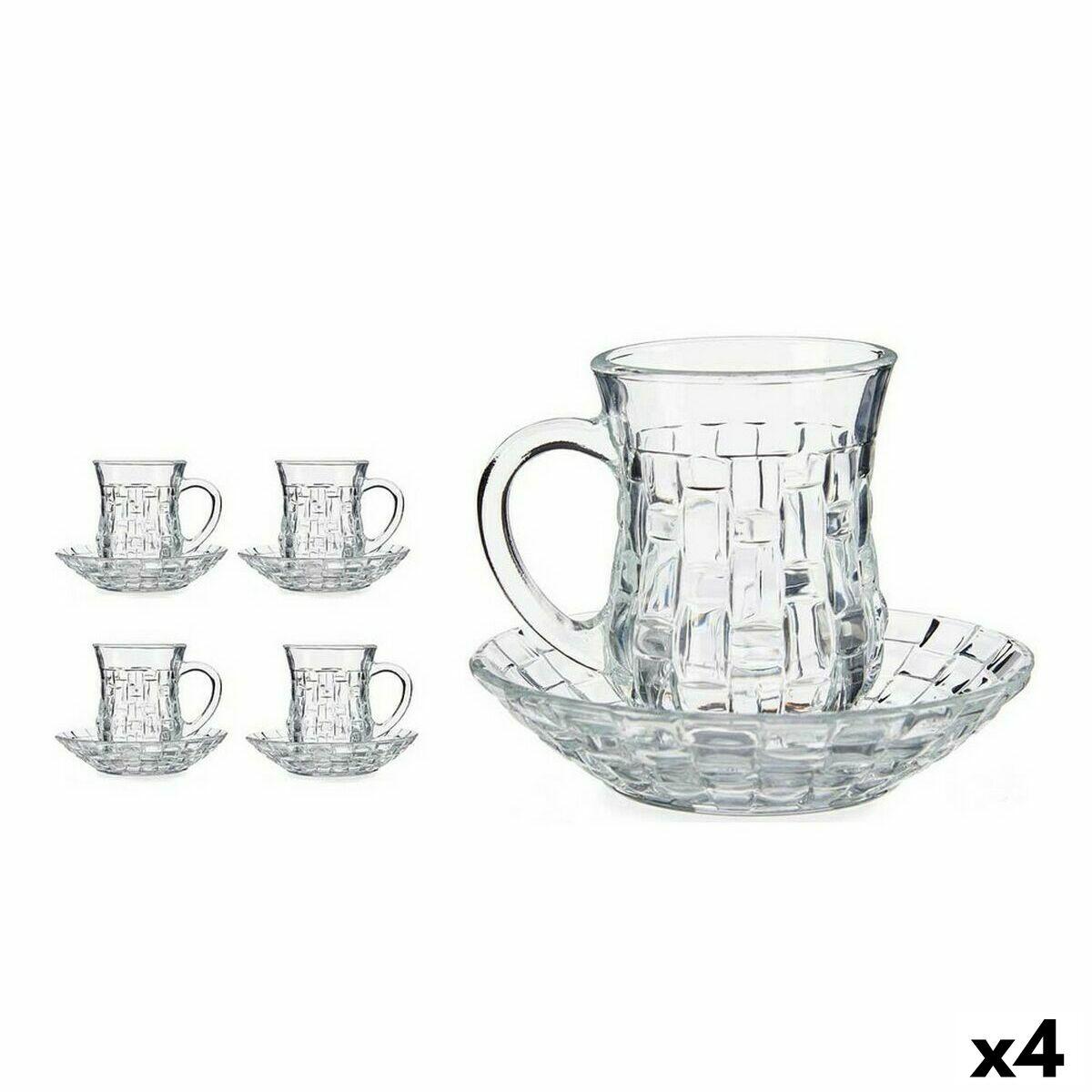 Vivalto sæt med kopper og underkopper - glas, 125 ml, gennemsigtig (4 stk.)