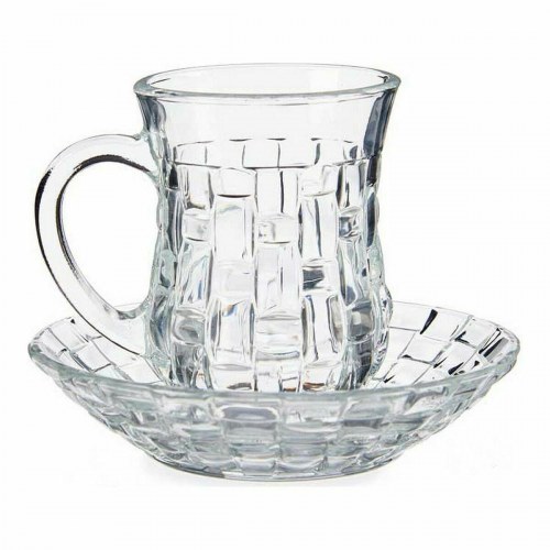 Vivalto sæt med kopper og underkopper - glas, 125 ml, gennemsigtig (4 stk.)