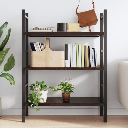 Væghylde 100x60x(2-4) cm behandlet massivt egetræ mørkebrun