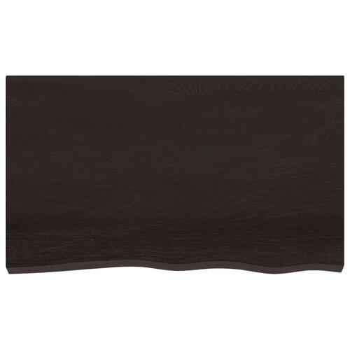 Væghylde 100x60x(2-4) cm behandlet massivt egetræ mørkebrun