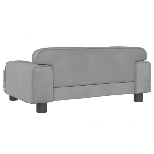 Hundeseng i velour - 70 × 45 × 30 cm, lysegrå