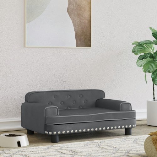 Hundeseng i velour - 70 × 45 × 30 cm, mørkegrå