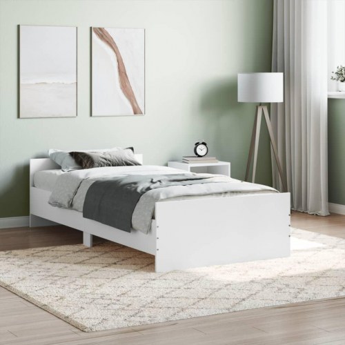 Sengeramme 90 x 200 cm i konstrueret træ - hvid