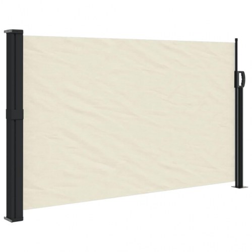 Sidemarkise 120 × 500 cm - sammenrullelig, cremefarvet