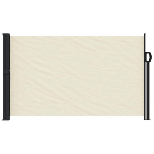 Sidemarkise 120 × 500 cm - sammenrullelig, cremefarvet
