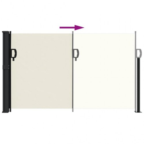 Sidemarkise 120 × 500 cm - sammenrullelig, cremefarvet