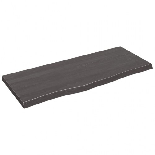 Væghylde 100x40x(2-4) cm behandlet massivt egetræ mørkebrun