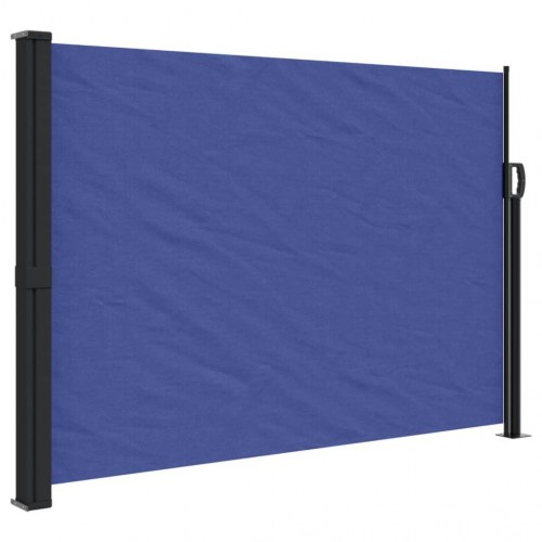 Sidemarkise 140 × 500 cm - sammenrullelig, blå